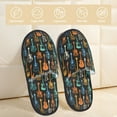 thumbnail image 2 of Fotbe Colorful Guitar Pattern Women's Fuzzy Slippers Plush Slippers Fluffy Winter House Shoes Indoor and Outdoor-Medium, 2 of 8
