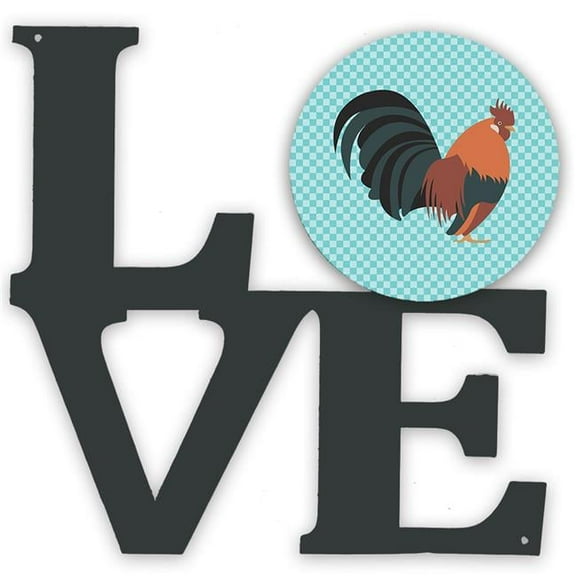 11.5 x 11.75 in. Dutch Bantam Chicken Blue Check Metal Artwork Love Wall Decor