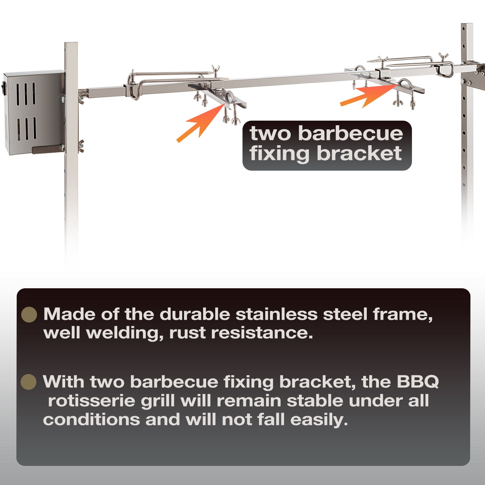 DEWOSEN 46" Outdoor Electric Rotisserie Grill Kit 90 LBS Pig Spit Rotisserie 32W Motor BBQ