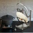 thumbnail image 6 of COM1950s Multi-Functional Kitchen Organizer,Stainless Steel Pot Lid and Cutting Board Storage Rack with Drainage,Countertop Space Saving Solution for Utensils and Cookware, 6 of 8