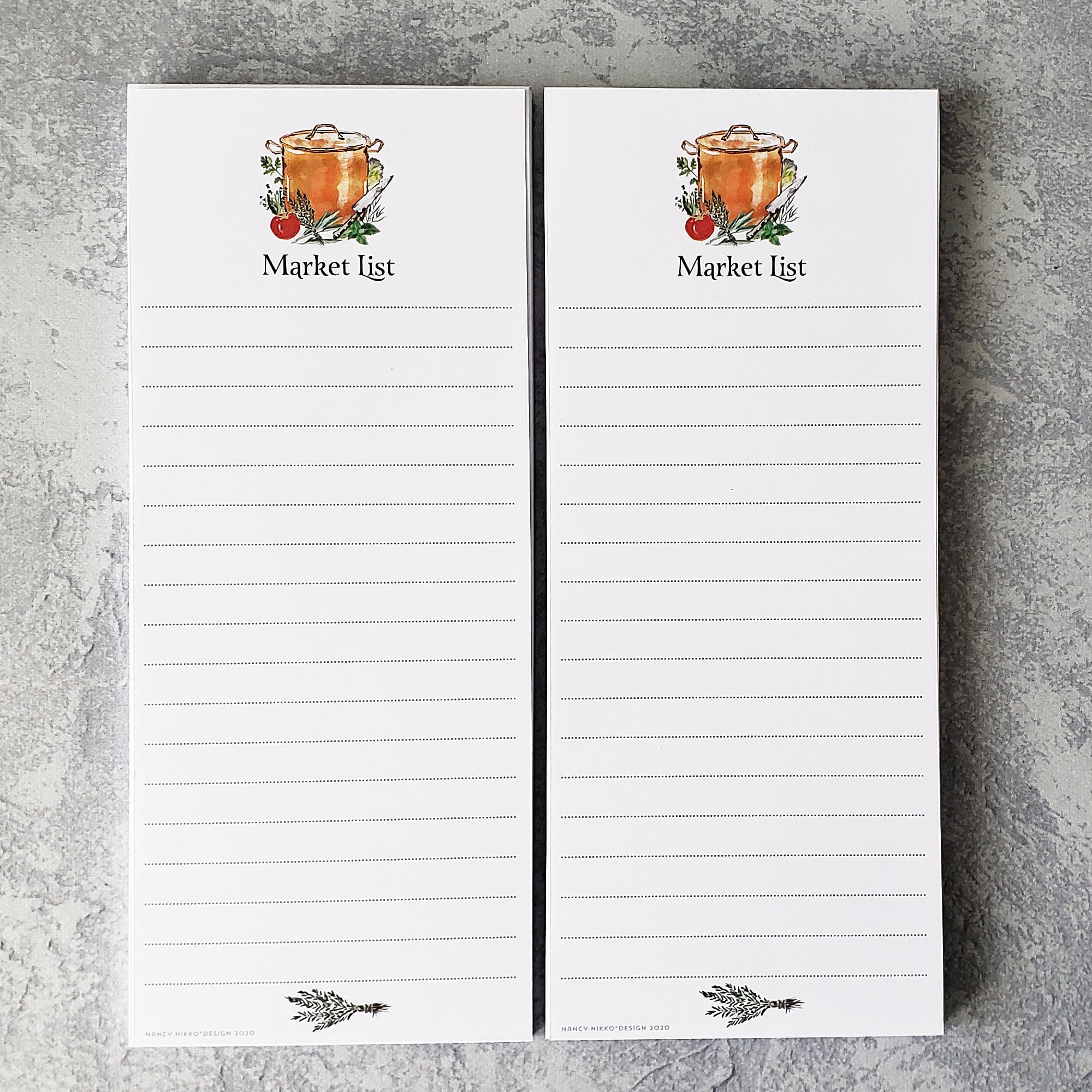 Copper Pot Market List Magnetic Refrigerator Notepads - Set of Two Pads