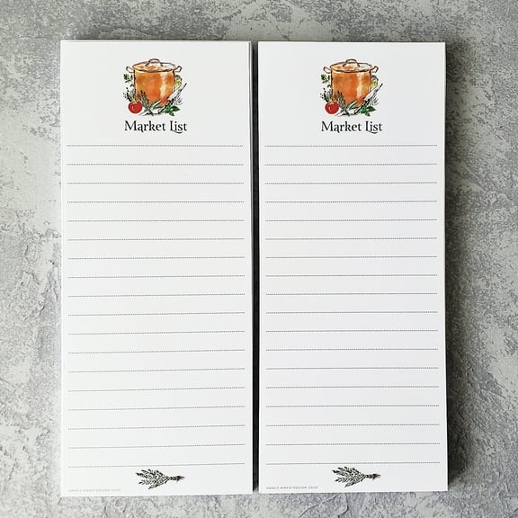 Copper Pot Market List Magnetic Refrigerator Notepads - Set of Two Pads