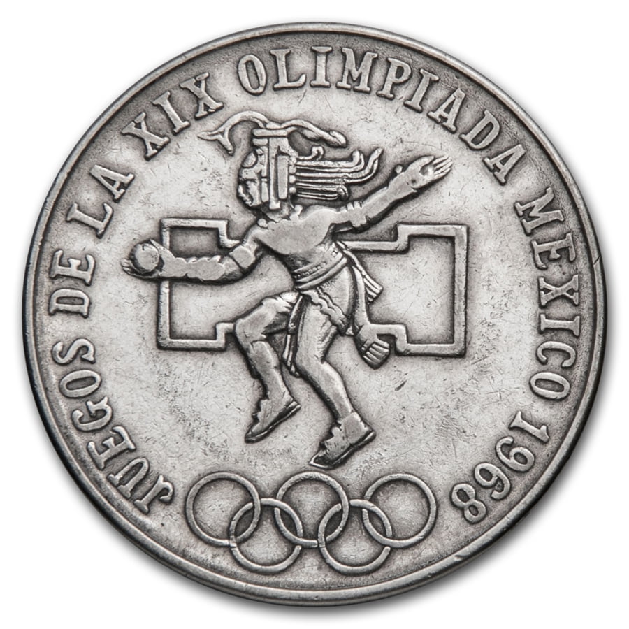 1968 Mexico Silver 25 Pesos Olympics Avg Circ - Walmart.com