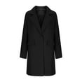 thumbnail image 5 of Wuxian Womens Trench Coat Solid Color Button Down Long Sleeve Notched Collar Jacket Long Length Overcoat Autumn Winter Windbreaker Coat Street Wear,Black,M, 5 of 5