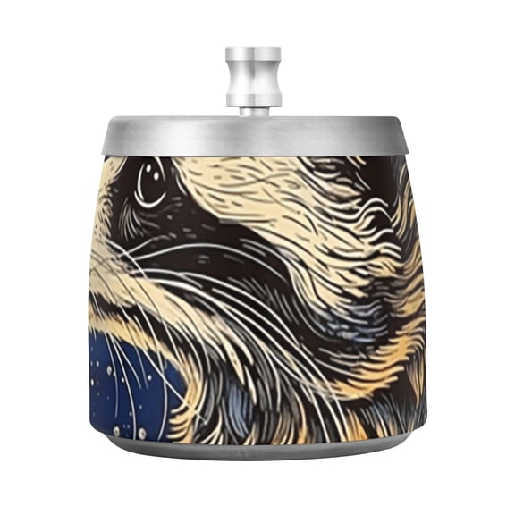 Raccoon Space Universe Ashtray with Lid Smell Proof Cigarette Ashtray Stainless Steel Smokeless Ash Holder for Indoor Outdoor