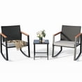 thumbnail image 7 of 3-Piece Outdoor Wicker Patio Furniture Set with Anti-Scald Armrest, Removable Cushions & Glass Side Table, Weather-Resistant Bistro Set for Porch, Yard, Balcony, Grey, 7 of 7