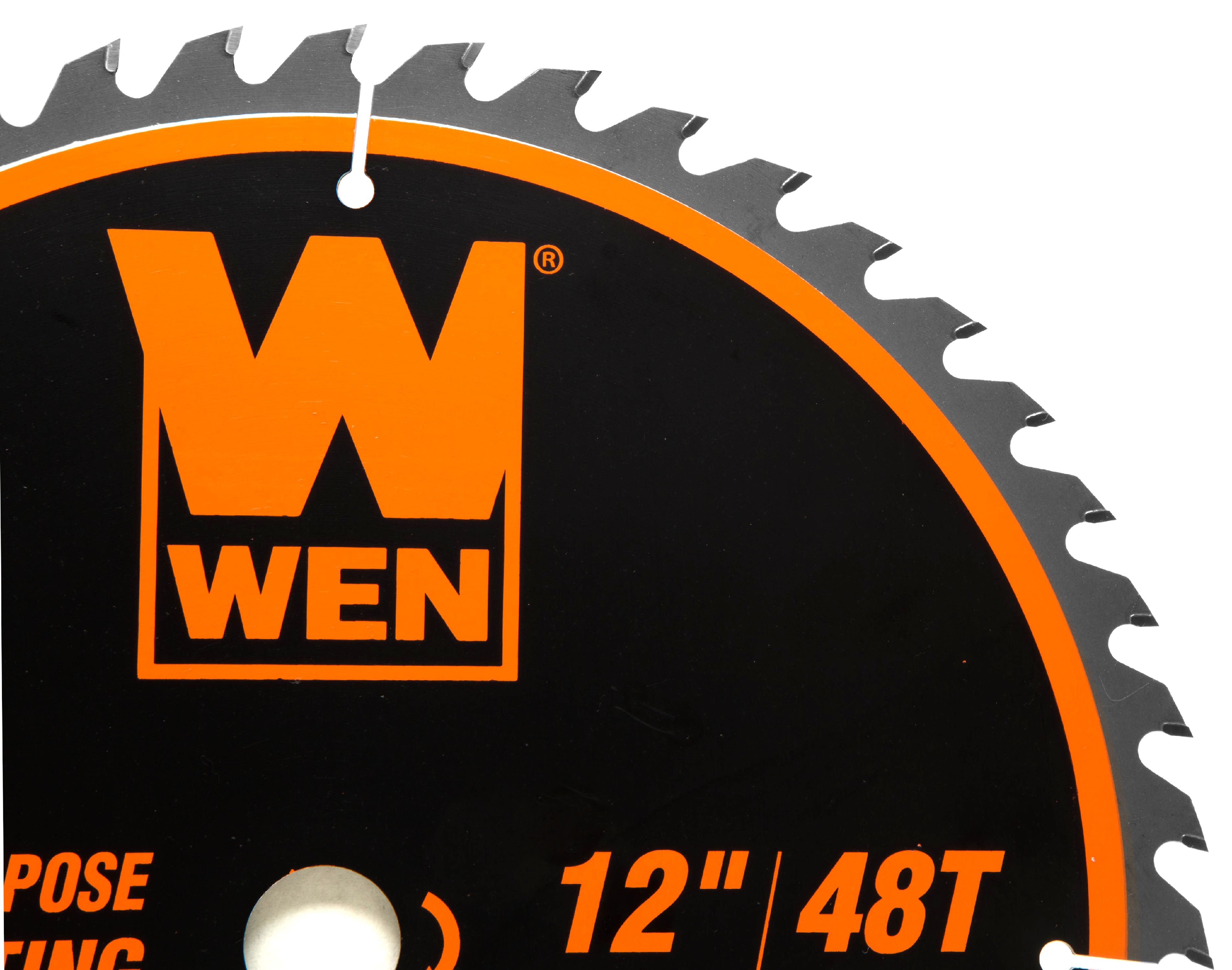 WEN 12-Inch 48-Tooth Carbide-Tipped Professional Woodworking Saw Blade for  Miter Saws and Table Saws, BL1248