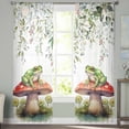 thumbnail image 3 of Mushroom Frogs Semi Sheer Curtains 63 Inch Length 2 Panels Set, Spring Floral Summer Eucalyptus Leaves Sheer Kitchen Curtain Privacy Voile Window Curtain for Living Room Bedroom Rod Pocket Drapes, 3 of 7