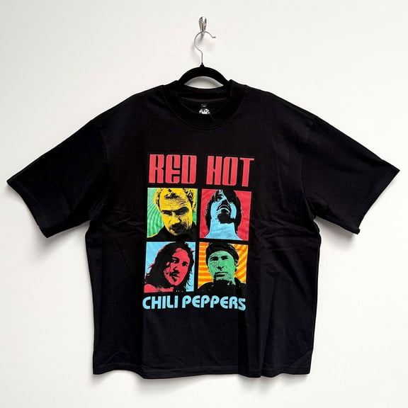 Red Hot Chili Peppers Unisex Oversized Boxy T-Shirt Portrait Photos (Black)