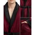 thumbnail image 3 of Bata para Hombre NY Threads de Coral Fleece con Cuello Chal Burdeos, 3 of 7