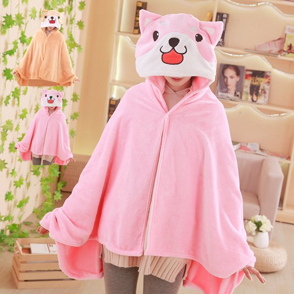 Fiudx Capa de Franela Sintética, Terciopelo Suave y Cálido, Capucha Cómoda, Chal Versátil para Ver La Televisión, Abrigo de Invierno Acogedor, para Mujer, Talla 170 X 90 Cm, Marrón o Rosa.