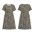 thumbnail image 3 of Bixox Robe d'Été à Manches Courtes pour Femmes Robe Ample Longueur Genou avec Poches-Excavatrice Moderne, 3 of 7