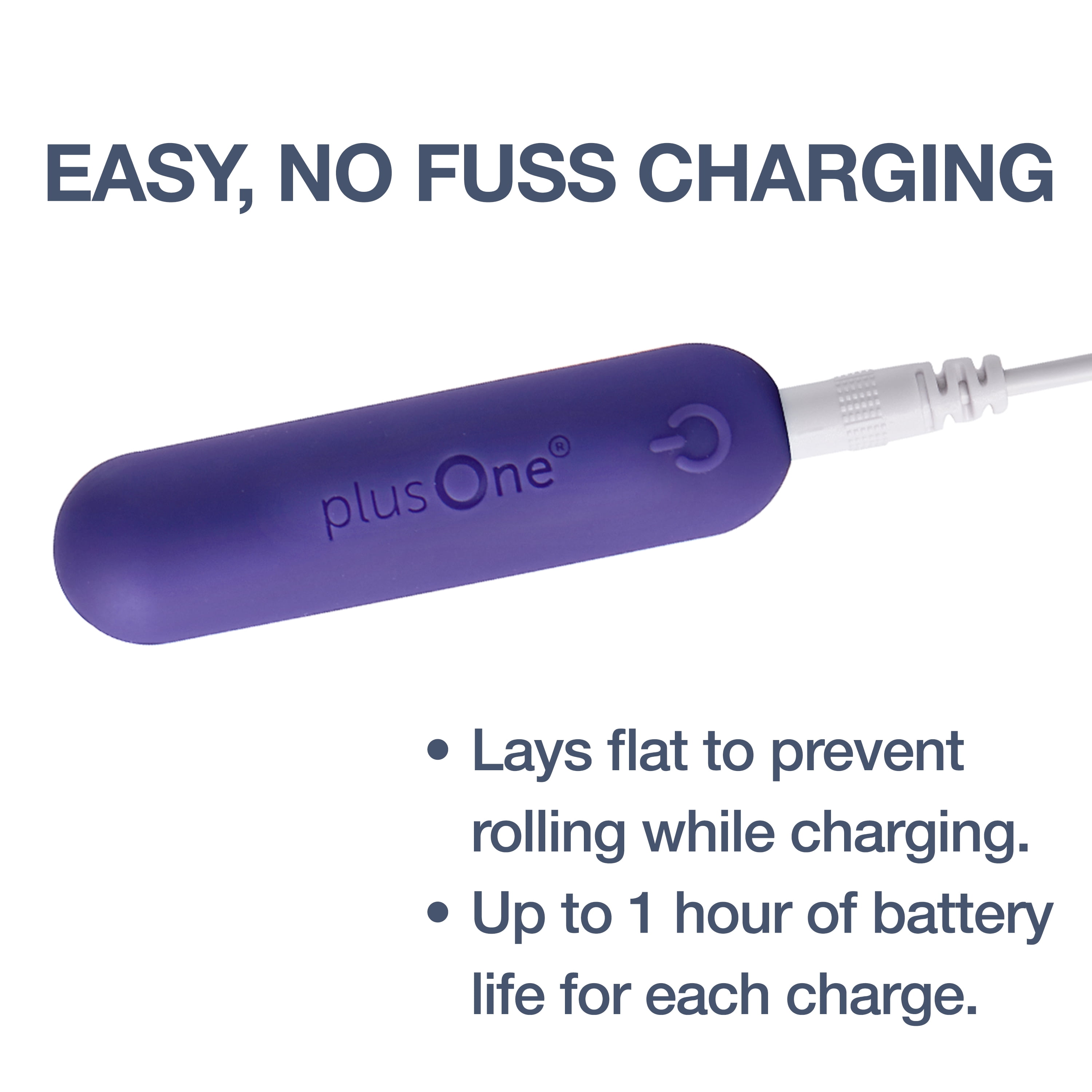 plusOne Grooved Vibrating Bullet 2.0 Soft Touch Massager, 10 Vibration Settings, Waterproof