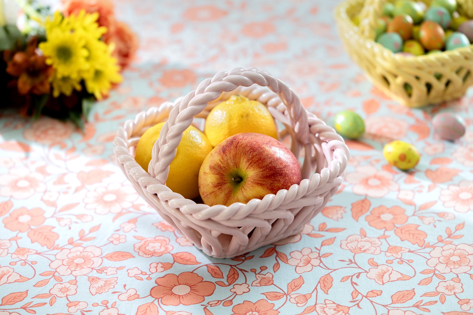 Potter's Studio 7.25" Hand Woven Easter Medium Basket - Pink Grace Teaware