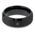 thumbnail image 2 of Tungsten Heart Compass Band Ring 8mm Men Women Comfort Fit Black Beveled Edge Brushed Polished, 2 of 4