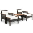 thumbnail image 2 of Spaco Patio Furniture3 Pieces Patio Rattan Furniture Set, Outdoor Wicker Rattan Chairs Garden Backyard Balcony Porch Poolside loveseat with Acacia Wood Tabletop, 2 of 8