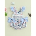 thumbnail image 3 of BemeyourBBs Newborn Baby Girl Daddy's Girl Outfits Baby Girl Fathers Day Outfit Romper Fly Sleeve Flower Print Embroidery Letters Front Bow Bodysuit Cute Infant Baby Girl Summer Clothes, 3 of 9