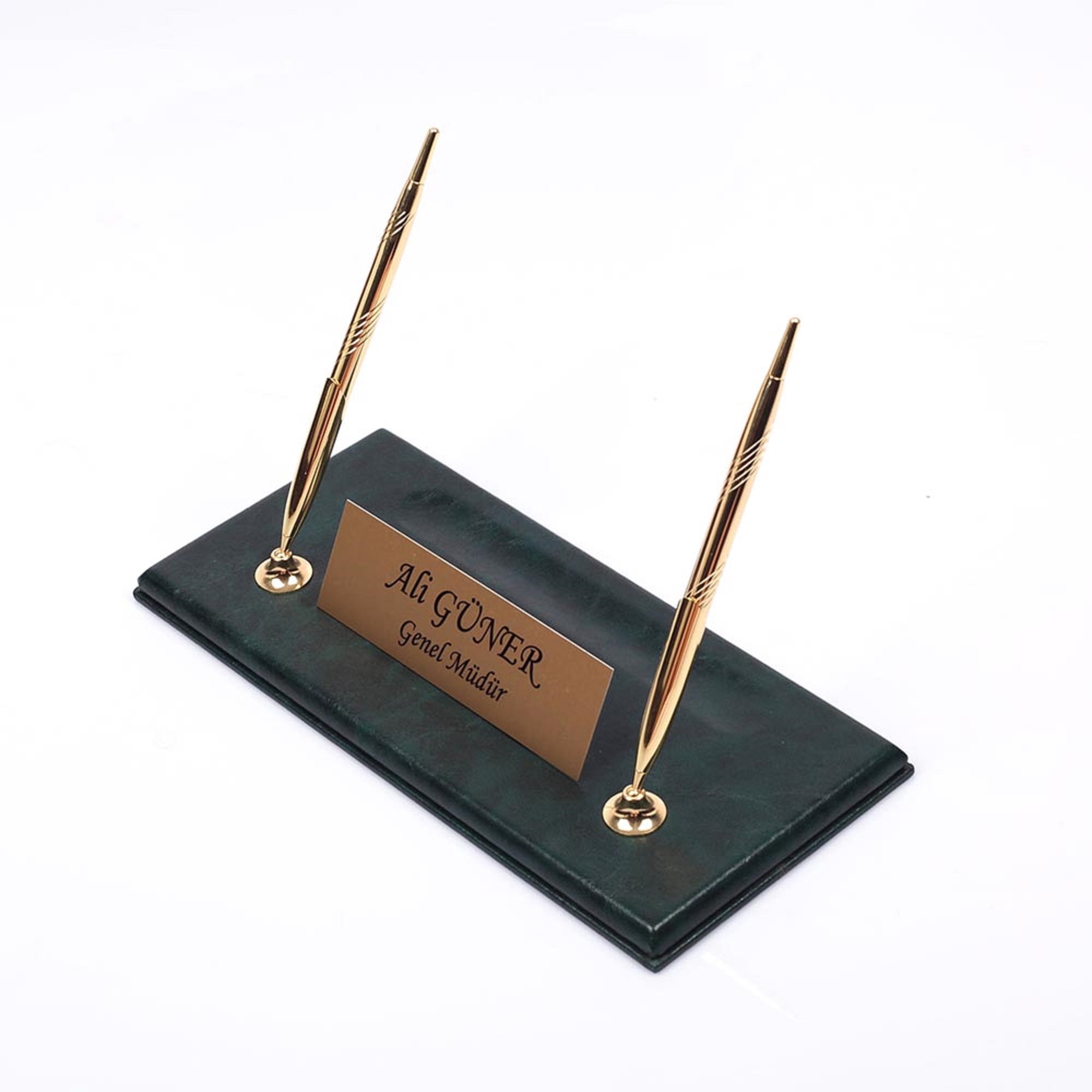 Leather Desk Set - Desk Pad - Name Plate Holder With 2 Pen - 2 Accessories-Desk Organizer - Office Desk Accessories - Desktop Storage Set of 2-2 PCS