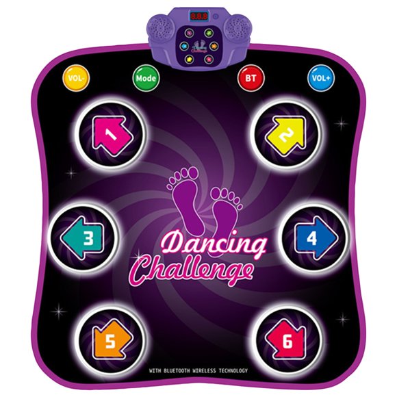 BINGLI Dance Mat Toys for 3-12 Year Old Girls & Boys, Dance Mats with Light Up 6-Buttons & Wireless Bluetooth, Music Dance Toy with 3 Modes Game, Birthday Xmas Gifts for Girls Boys