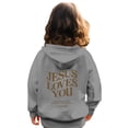 thumbnail image 6 of EANJE Sweatshirts for Teen Girls Kids 10-12 Years Long Sleeve Love Like Jesus Hoodie Jesus Loves You Cute Drawstring Pullover Graphic Hoodie Kids Clothes Gray 7-8Y, 6 of 6