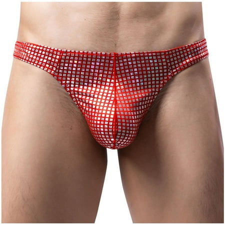 Savings Clearance RbCulf G-String for Men s Colorful Glossy Thongs Low Waist Bulge Pouch Briefs Naughty Bedroom Sex Panties Erotic Underpants Panty on Sale
