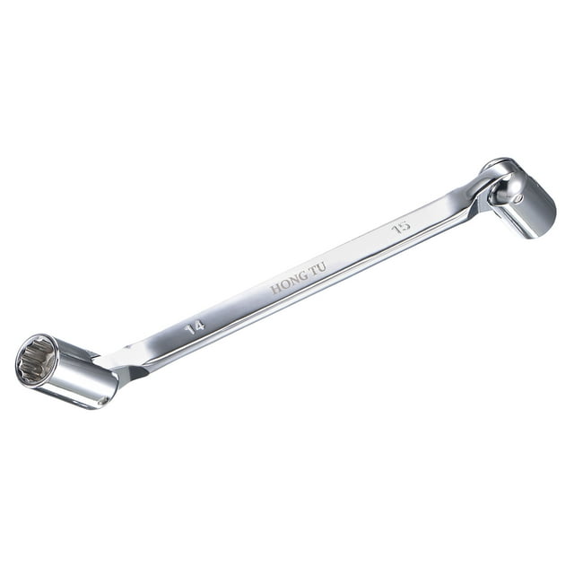Llave de vaso de cabeza flexible de 12 puntos Uxcell, 14 mm x 15 mm, extremo de caja de doble giro, CR-V