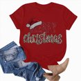 thumbnail image 4 of UngA Christmas Womens Shirts Santa Holiday Merry and Bright Christmas Short Sleeve Tops Xmas Light Graphic Print Christmas T-Shirts for Women Red,S, 4 of 6