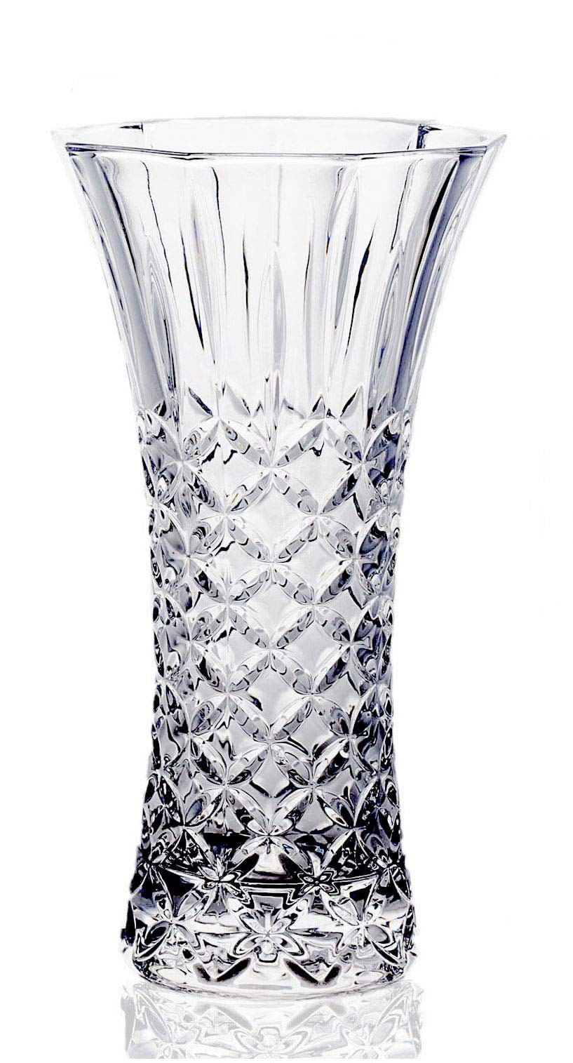 Clear Glass Flower Vase Crystal Large Tall Decorative Centerpieces Lead