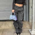 thumbnail image 6 of Women Jeans Wide Leg Straight Demin Cargo Pants Casual Trousers With Pocket Straight Women New Wash Jean Women plus Jean Pants for Women Ripped Woman High Waist Pants Denim Pants Denim Boot Cut Long, 6 of 7