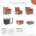 thumbnail image 3 of XIZZI 13 PCS Outdoor Wicker Patio Set Furniture Conversation Set with Fire Pit Table,Orange, 3 of 11