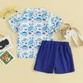 thumbnail image 3 of Bagilaanoe 2pcs Toddler Baby Boy Shorts Set Short Sleeve Shirt Tops + Shorts 12M 18M 24M 3T 4T 5T Kids Casual Summer Clothes, 3 of 8