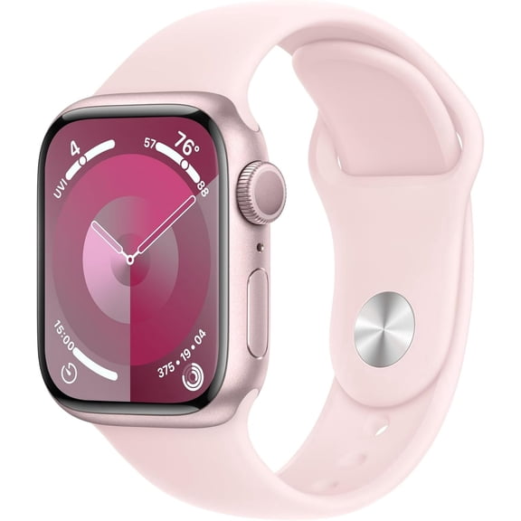 Restored Apple Watch Series 9 [GPS 41mm] Smartwatch with Pink Aluminum Case and Light Pink Sport Loop. Fitness Tracker, ECG Apps, Always-On Retina Display, Water Resistant