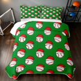 thumbnail image 2 of Manfei Cartoon Baseball Twin Quilt Set, Merry Christmas Twin Coverlet Set, Vivid Green Red, Black Reversible 2 Pieces, 1 Bedspread and 1 Pillowcase, 2 of 7