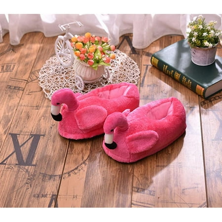 

Ladies 3D Flamingo Plush Stuffed Slippers Women Winter Thermal Footwear