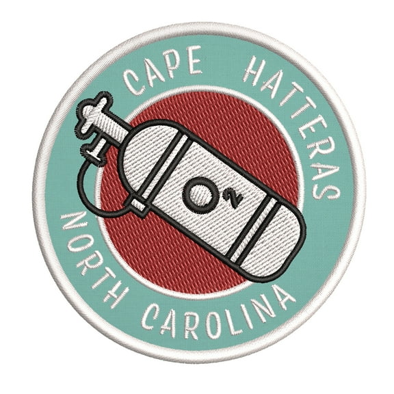Cape Hatteras, North Carolina Scuba Flag O2 Tank 3.5 Inch Iron Or Sew On Embroidered Fabric Badge Patch Ocean Beach, Salt Life Iconic Series