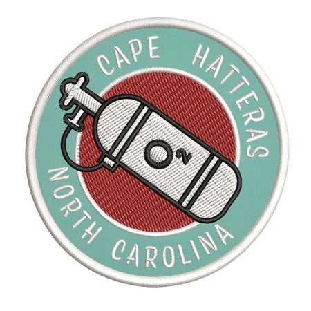 Cape Hatteras, North Carolina Scuba Flag O2 Tank 3.5 Inch Iron Or Sew On Embroidered Fabric Badge Patch Ocean Beach, Salt Life Iconic
