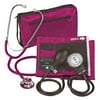 Veridian Healthcare ProKit™ Magenta Adult Aneroid Sphygmomanometer With Dual-Head Scope, Standard gauge, air release valve and inflation bulb, 30” Dual head stethoscope