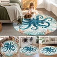 thumbnail image 6 of Coastal Octopus Large Area Rugs for Bedroom Living Room, Soft Non Slip Carpet Bedside Rug, Teal Nautical Beach Starfish Vintage Round Floor Cover Kitchen Accent Rug 7' for Dining Room/Office, 6 of 9