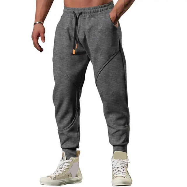 Pantalones largos para hombre, color liso, con bolsillos y cordón ajustable, informales.