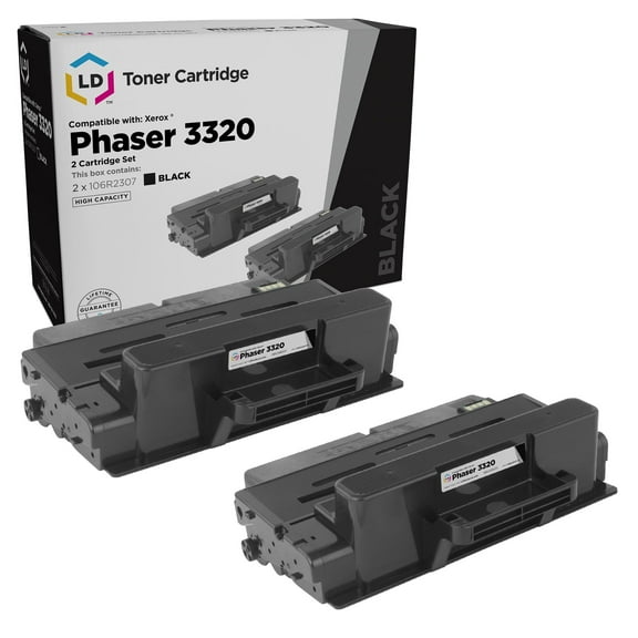 LD Products Compatible Replacement Xerox 106R02307 Set of 2 HY Black for Phaser 3320 Printer
