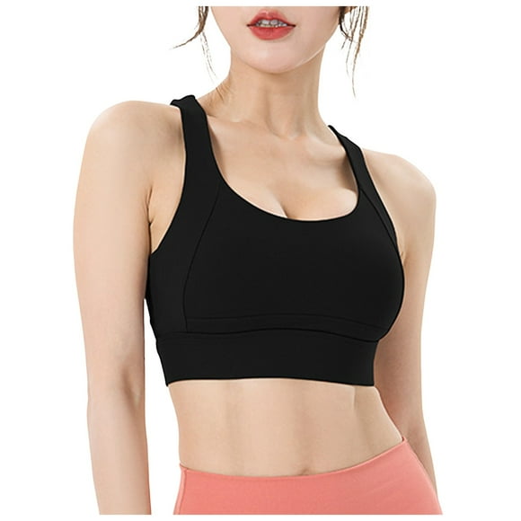 Gubotare Plus Size Sports Bras for Women Womens' Sports Bra Longline Wirefree Padded with Medium Support (Black,XL)