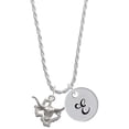 thumbnail image 1 of Delight Jewelry Silvertone Longhorn - Texas Silvertone Script Initial Disc - E - Charm Necklace, 20"+3", 1 of 4