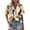 Yellow, variant on Womens Tops Short Sleeve Summer Printing Flax Plaid Flared Hem Button-Up Shirt Black XXL