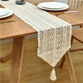 thumbnail image 6 of Table Runner Beige Christmas Crochet Lace Cotton Blended Fabric with Tassel For Coffee Table Decor Wedding Decoration, 6 of 6