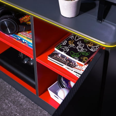 X Rocker - Carbon-Tek Gaming TV Stand with LED - Black