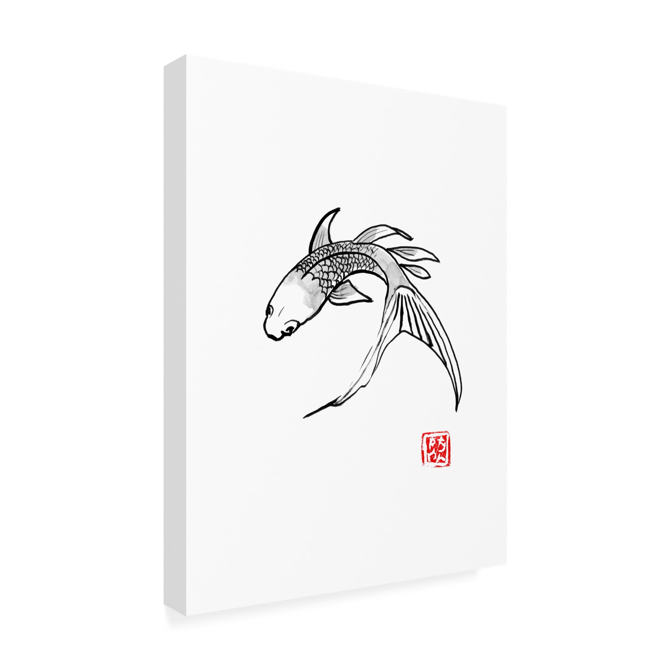 Canvas Wall Art - Pechane 'Carp Koi Turning' Wall Art for Living Room, Bedroom, or Office Décor by Trademark Fine Art - 24 x 32 Inches