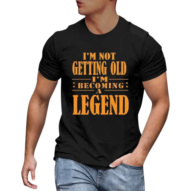 TSADFHJI Tops for Mens Mens T-Shirt en Coton Imprimé Doux et Confortable avec Col Rond et Manches Courtes TG Noir
