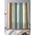 thumbnail image 4 of Teal Boho Stripes Sheer Curtains 96 Inch Length 2 Panels Set, Semi Transparent Voile Rod Pocket Curtains for Living Dining Room Bedroom Drapes Modern Bohemia Brown Beige Texture, 4 of 6
