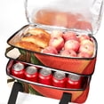 thumbnail image 5 of Peach Double Layered Insulated Lunch Bag with Two Compartments, Large Capacity, Refrigerated, Hand-Carried - 7.1x11.4x16.1 Inches, 5 of 6