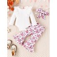 thumbnail image 2 of LMLYSoH Baby Girls 3 Piece Outfits Lace Ruffles Long Sleeves Romper and Pumpkin Print Flared Pants Headband Fall Clothes, 2 of 8